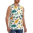 thumbnail image 2 of Uemuo Dinosaurs and Tropical Leaves Pattern Men's Sleeveless T-Shirt,Muscle Athletic Tank Top, Moisture-wicking Quick-dry Breathable Classic Tee Top for Gym Run Outdoor Sports-Small, 2 of 8