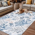 thumbnail image 2 of Fsddascl Coastal Coral Outdoor Rug for Patio/Deck/Porch, Non-Slip Large Area Rug 4 x 6 Ft, Vintage Ocean Blue Starfish Conch Nature Indoor Outdoor Rugs Washable Area Rugs, Camping Rug Carpet, 2 of 5