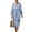 Blue and White - Flower, variant on DISNIMO Maxi Dresses for Women Leaf Print Casual 3/4 Sleeve Dress Linen Style V Neck Shift Dress Fashion Loose Fit Midi Dresses, S