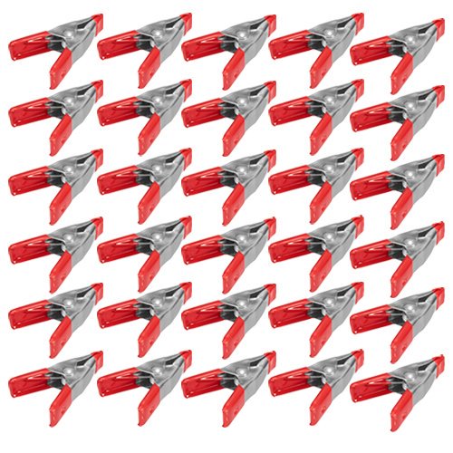 Wideskall 2 Pouces Mini Pinces à Ressort en Métal avec Embouts en Caoutchouc Rouge (Pack de 30)