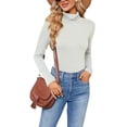 thumbnail image 3 of Frontwalk Ladies Pullover Turtleneck Shirts High Neck Tops Women Fashion Basic Long Sleeve T Shirt White 2XL, 3 of 6