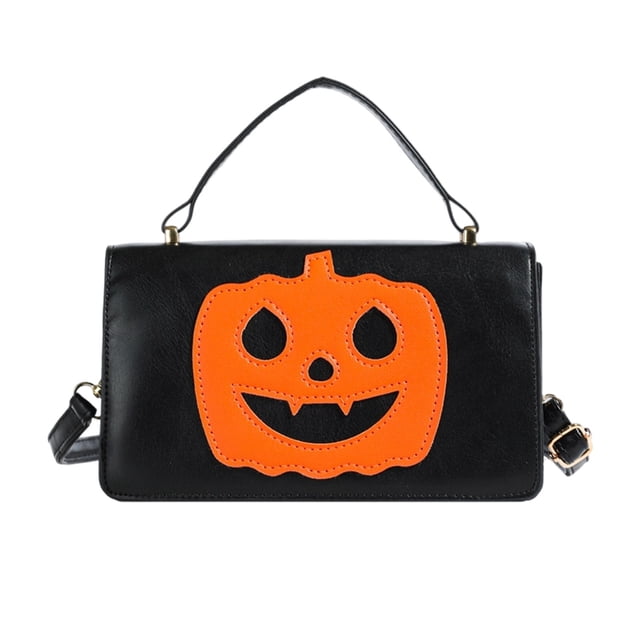 Sac à Main Citrouille d'Halloween Noir, Sac à Bandoulière en Faux Cuir Suédé, Sangle Réglable, Intérieur Compact, Multiples Compartiments, Design Portable, 1 Pce 0.62 Lb