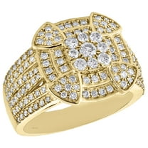 10K Yellow Gold Round Diamond Fancy Statement Pinky Ring 14mm Pave Band 1.63 CT.