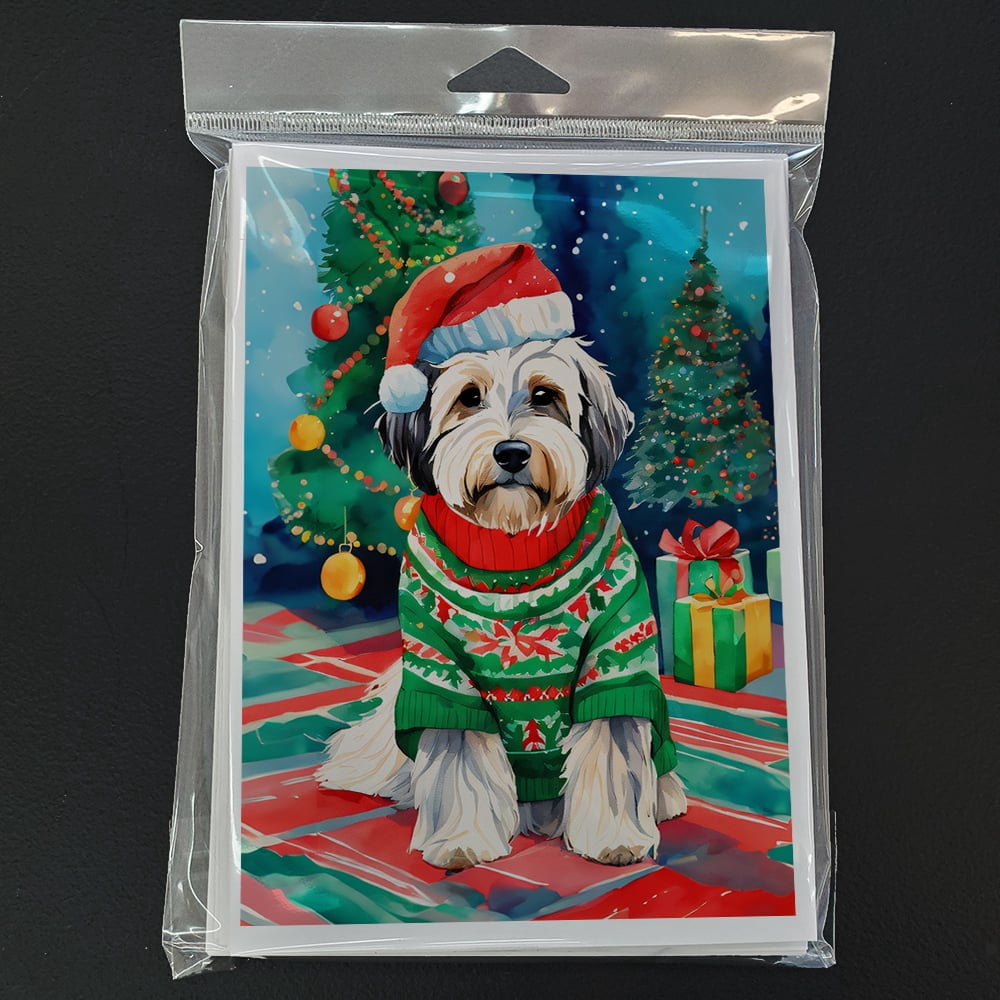 Tibetan Terrier Christmas Greeting Cards Pack of 8 7 in x 5 in