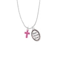 thumbnail image 2 of Delight Jewelry Silvertone Small Hot Pink Crystal Cross Best Mom Ever Charm Necklace, 2 of 4