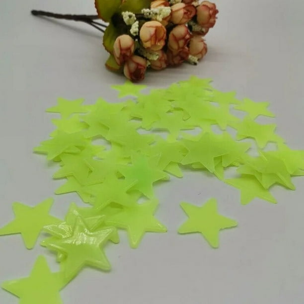 Estrellas 3D que brillan en la oscuridad, pegatinas de pared fluorescentes luminosas para habitación de niños, dormitorio de bebé, decoración del hogar, 100 piezas