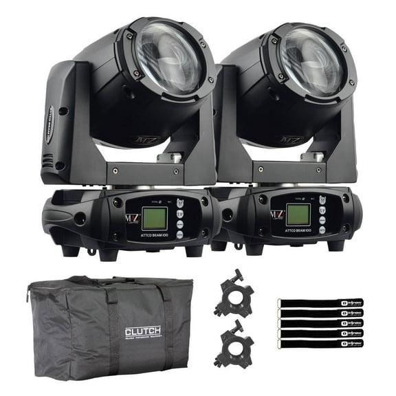 JMAZ Lighting JZ3012 Attco Beam 100 75W LED Moving Head Black 2-Pack with Bag Package