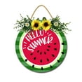 thumbnail image 1 of Eveokoki Hello Summer Front Door Sign Funny Wreaths Hanging Wooden Plaque Decoration Round Rustic Wood Farmhouse Porch Decor for Home Front Door Decor, 12 x 12 Inch, 1 of 5