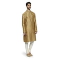 thumbnail image 3 of Ethnix Men's Mandarin Collar Festive Gold Collection Finely Made Kurta Pajama 2-piece set; SM, 3 of 5