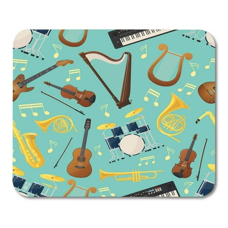 LADDKE Made of Different Music Instruments for Sound Audio Trumpet and Drum Kit Trap Violin and Lyre Saxophone Mousepad Mouse Pad Mouse Mat 9x10 inch