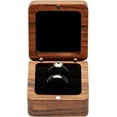thumbnail image 2 of XINQIHANG Square Solid Wood Double Ring Box Case for Wedding Ceremony Engagement Proposal,Wooden Ring Holder for 2 Rings (Black Inner), 2 of 6