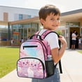 thumbnail image 4 of HUIACONG Cherry Blossom Axolotl 13.5 Inch Backpack for Kids, Lightweight Water Resistant School Bag with Breathable Padded Adjustable Straps, Multi-compartment Bookbag for Elementary Travel, 4 of 7