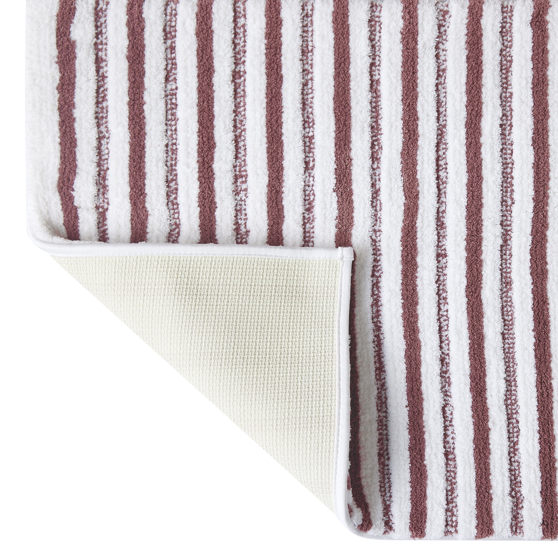 Better Homes & Gardens Signature Soft Tufted Stripe Bath Rug, Violet Gem & White, 20" x 34"