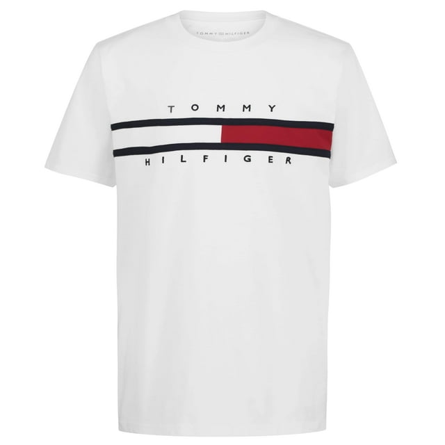 Camiseta Tommy Hilfiger de manga corta para niños con bandera de 8 a 10 años, color blanco