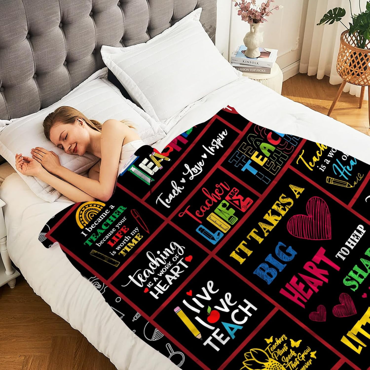 Teacher Gifts Blanket-Teacher Gifts for Women Men-Teacher Appreciation Gifts-Teacher Graduation Birthday Back to School Gifts Throw Blankets 60"x50" -1