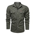 thumbnail image 2 of Camisa casual con cuello vuelto, de algodón, manga larga, para hombre, 2 of 4