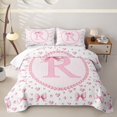 thumbnail image 2 of Manfei Chic Bow Tie Bed Spread Queen For Kids,Letter R Monogram Letter Queen Coverlet Set For Girly,3 Pieces, 2 of 7