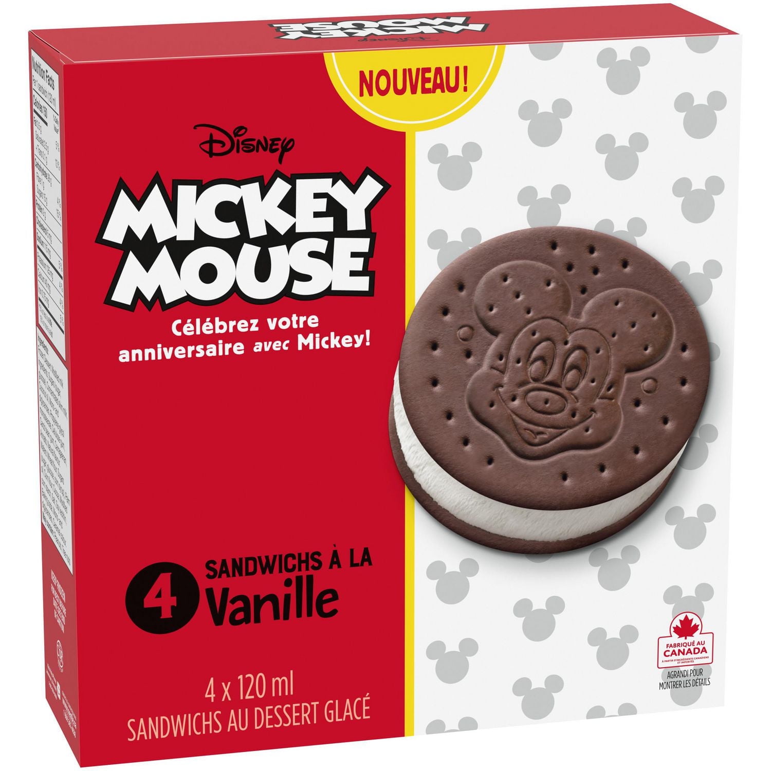 Disney Mickey Mouse Frozen Dessert Sandwiches 4 x 120 ml