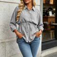 thumbnail image 5 of Bovxnpu Maternity Long Sleeve Shirts Maternity Lapel Collar Drawstring Shirt Tops, 5 of 9