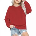 thumbnail image 2 of MKOSPLRT Boys Girls Sweatshirts Long Sleeve Pullover Tops Solid Slit Hem Sweat Shirts Casual Loose Sweatshirts for Kids, 2 of 6