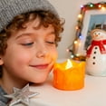 thumbnail image 5 of 1.2 Inches Orange Flameless Votive Candles Real Wax Dripping Design, LED Faux Battery Operated Tealight Candles with Timer for Fall and Halloween (12 PCS), 5 of 7