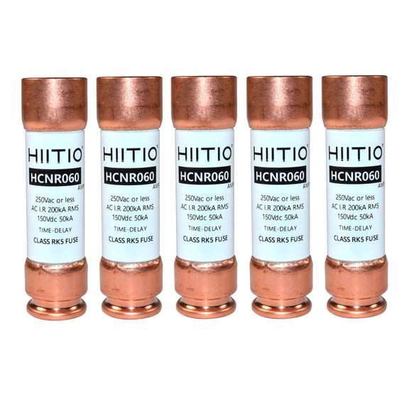 HQRP 5-Pack HCNR060 60 Amp 250V Dual Element Time-Delay Fuse, Class RK5 Replacement for Bussmann BP/FRN-R-60 FRN-R-60, Edison ECNR60, Littelfuse FLNR060.T FLN-R-60 FLNR-60