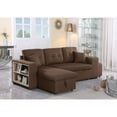 thumbnail image 5 of Devion Furniture 95" Wide Reversible Fabric Sofa Bed & Chaise&Ottoman and designed arm-Color:Brown, 5 of 6