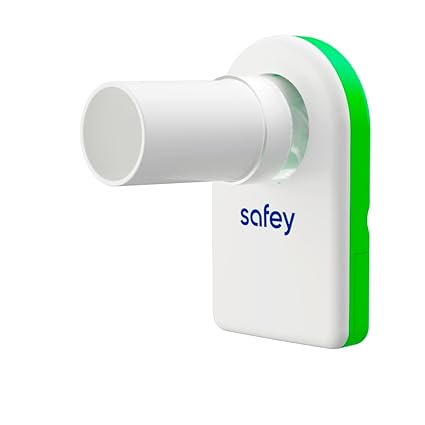 Safey Peak Flow Meter for Asthma & COPD – US-FDA Cleared Portable Lung Testing Medical Device for Adults and Kids, Measures PEF & FEV1, Perfect for Home Medical Use.