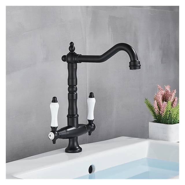 Golden Luxury Kitchen Pure Water Sink Faucet Two Ceramic Handles Water Purification Hot and Cold Water Mixer Taps Deck Mounted ,Effortless Installation