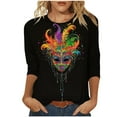 thumbnail image 2 of Aloohaidyvio Mardi Gras Women Clothing ,Women's Casual 3/4 Sleeve T-Shirts Round Neck Pullover Tops Basic Tees Loose Mardi Gras Blouses, 2 of 5