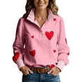thumbnail image 2 of Valentines Day Blouses for Women Dressy Valentine Heart Lapel Collared Long Sleeve Button Up Blouse, 2 of 5