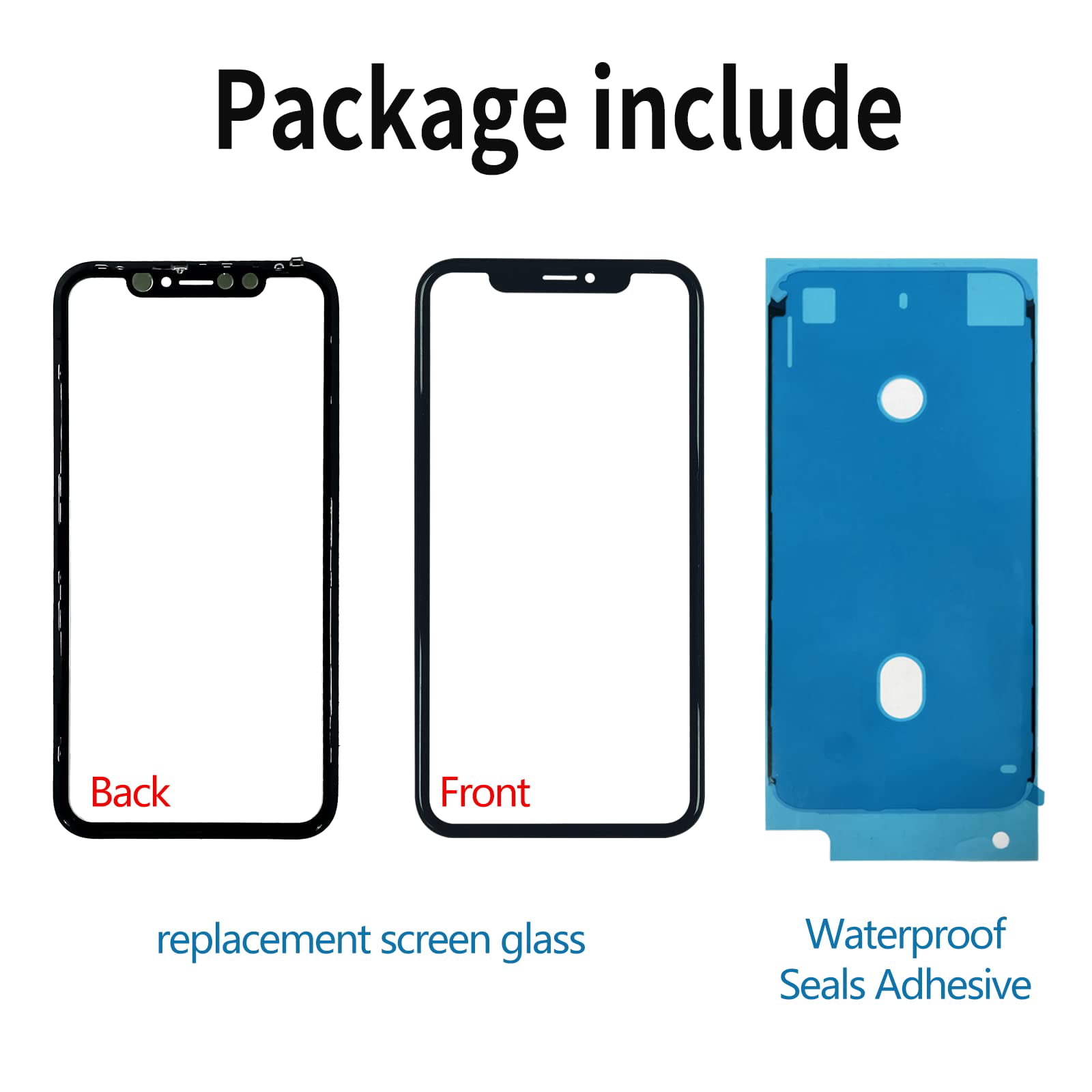 ZTGD Phone Screen Repair Kit, Front Screen Glass Lens Back Glass  Replacement Repair Kit Compatible with iPhone X/XR/XS/XS