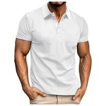 FEIFLY Men's Short Sleeve Lapel Polo Shirts Golf Shirts for Work Athletic Summer Casual Solid Color Holiday Polo Shirts Golf Shirts for Work Athletic Tops Breathable Dailywear