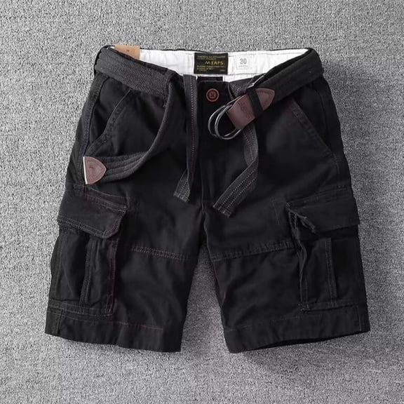OTCEE Men's Solid Outdoor Cargo Shorts with Pocket Button Waist - Casual Fashion Bottoms, Summer Hiking Shorts