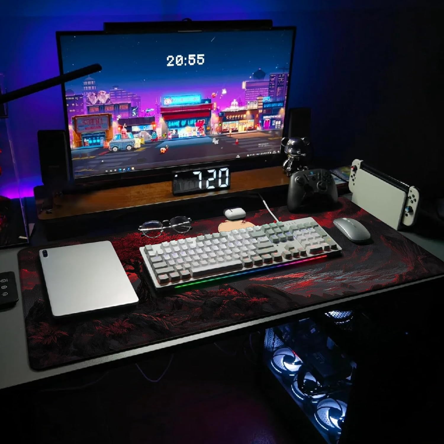 Extended Gaming Mouse Pad, Large Mouse Mat 3 mm Nature Rubber Base Mousepad with Stitched Edges, Non-Slip Desk Mat for Office Home Great Gift 31.5x11.8 Inch (Dark Canyon 1)