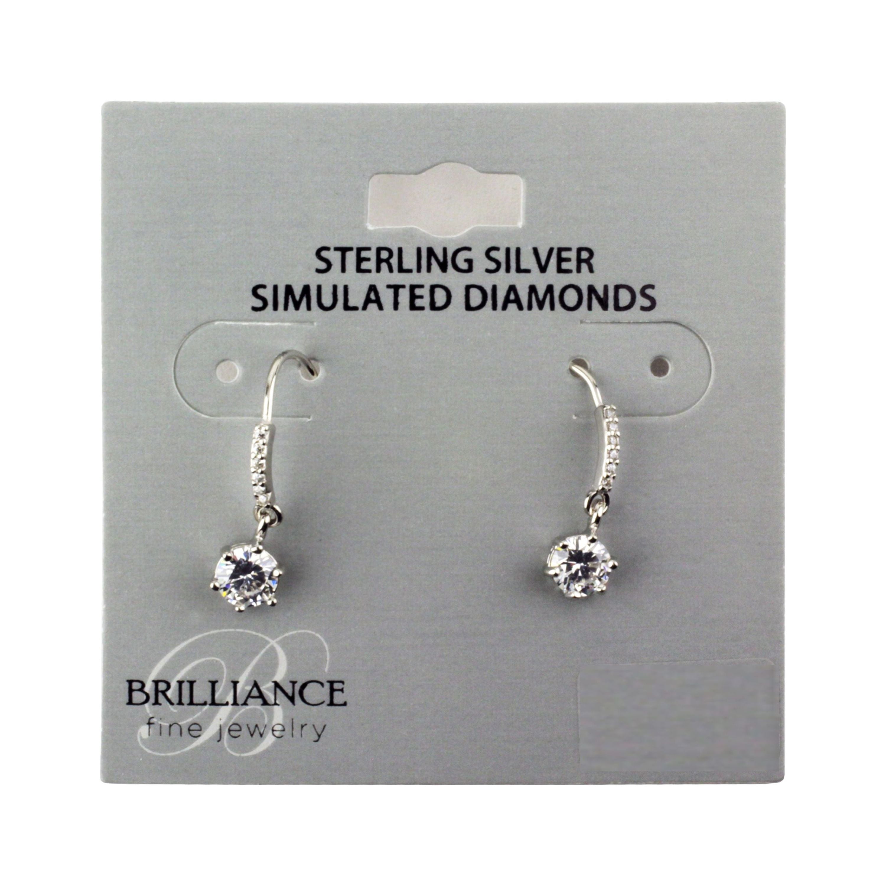 Brilliance Fine Jewelry Simulated Diamond Round Stone Sterling Silver Dangle Earrings