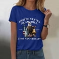 thumbnail image 2 of mgoYE Womens Casual Short Sleeve T-Shirt with 250th Anniversary 250 Years America Anniversary Shirt Womens 250th Independence Day Freedom Shirt USA Flag Tee(Blue,XL), 2 of 8