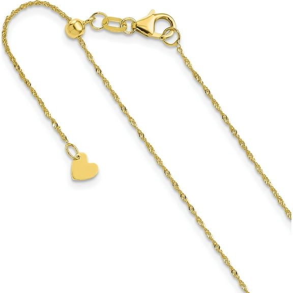 10K Yellow Gold 1 mm Adjustable Singapore Chain