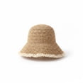 thumbnail image 2 of VBEWZET Kids Hand Straw Bucket Hat, Lace Fringe Wide Brim Protection Sun Hat, Foldable Lightweight Boys Girls Beach Outdoor Vacation Travel Styling Cap Khaki One Size, 2 of 4