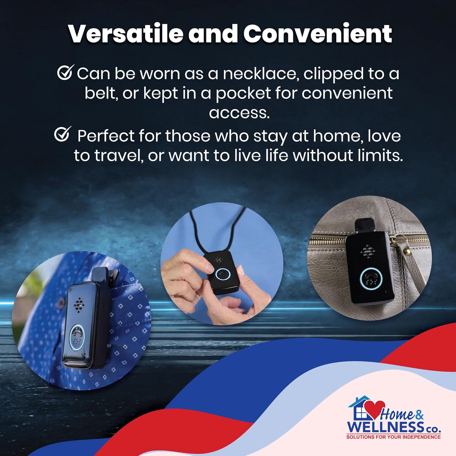 Home Wellness GPS Medical Alert Device - 24/7 Life Alert device with AT&T Cellular Connectivity, Versatile Wearable Options, Long Battery Life & Quick Charging