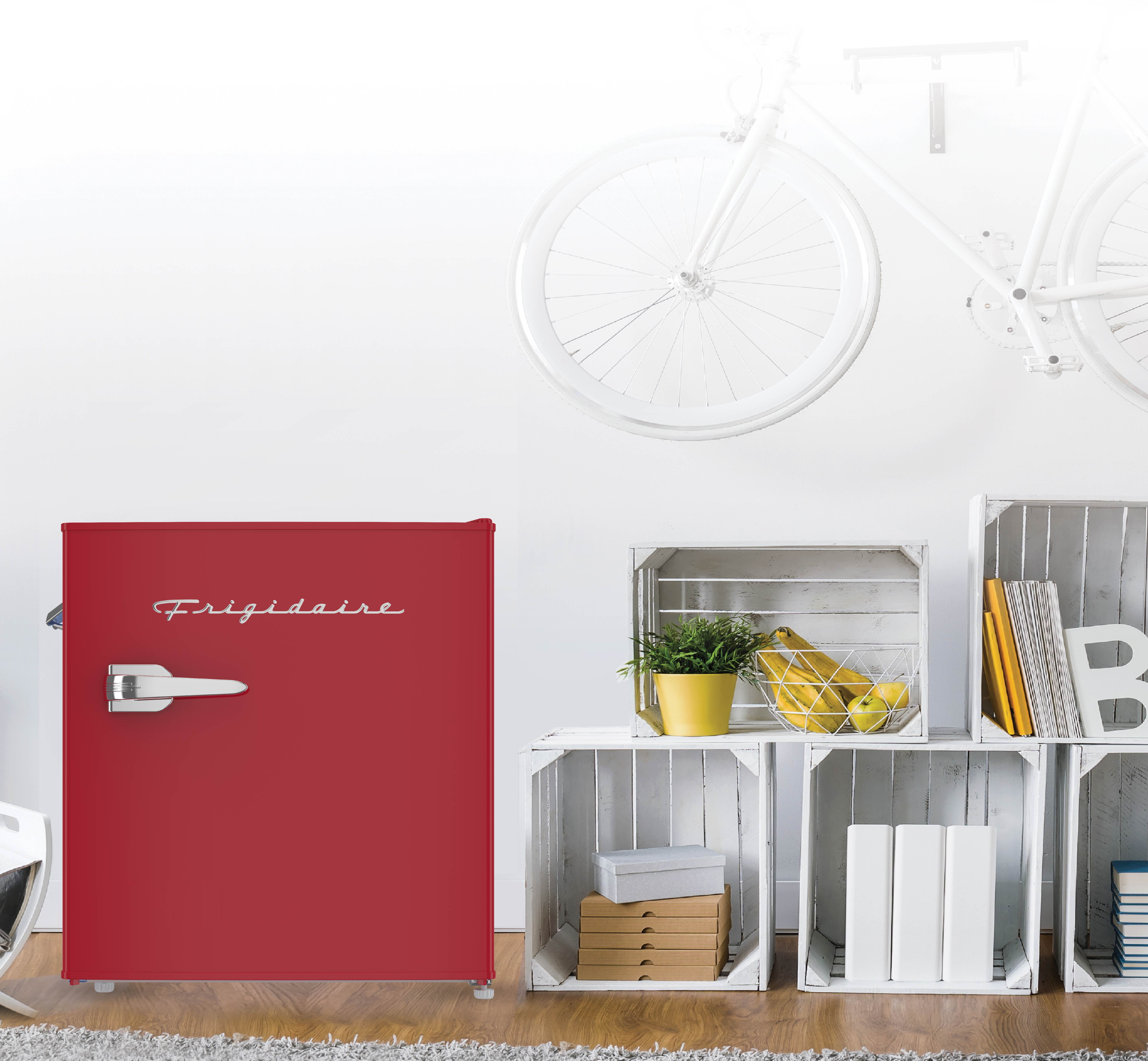 Frigidaire 1.6 Cu. ft. Compact Retro Refrigerator with Chiller Compartment, Mini Fridge with Side Bottle Opener, Red