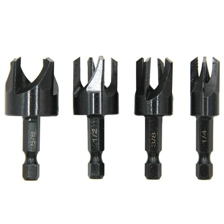

4Pcs Hex Shank Wood Plug Hole Cutter Drill Bit Plug Cutter Bored Hole Wood Tenon