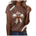 thumbnail image 2 of Puntoco Camiseta de cuello redondo y manga corta con estampado informal para mujer, 2 of 4