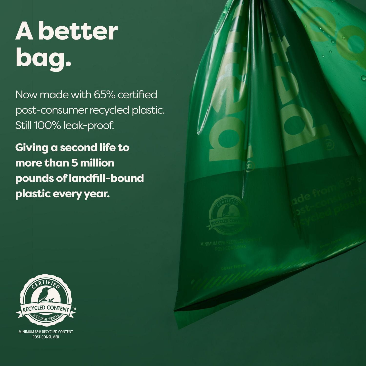 Earth Rated Unscented Poop Bags on 8 Refill Rolls, 60 Count, 100% leak-proof guaranteed.