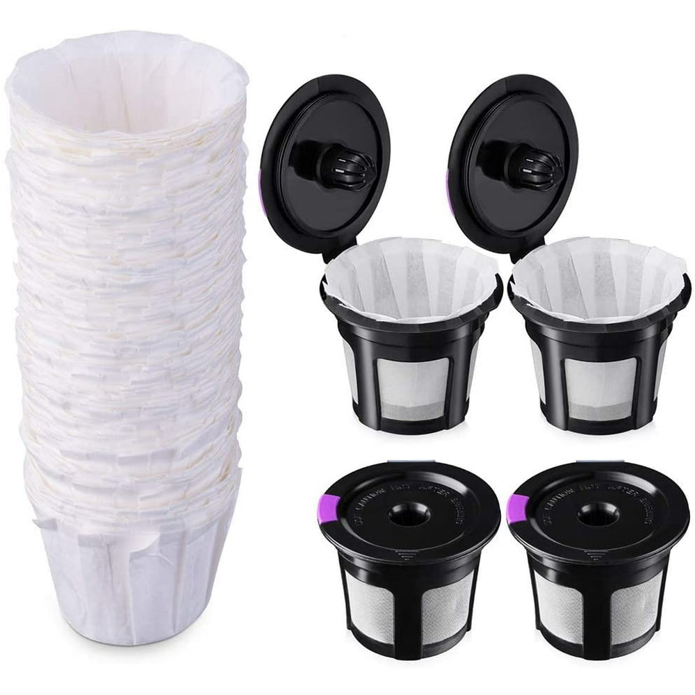 Reusable K Cups with Paper Filters Set, Including 4 Pack K Cups and 100
