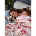 thumbnail image 3 of Pink Floral Print Twim Size Flat Sheet, Wrinkleproof & Fadeproof Cooling Flat Bed Sheet Only, Checkered Bow Rose Flower Gingham Breathable Soft Bedding Top Sheets 66 x 96 Inches, 3 of 8
