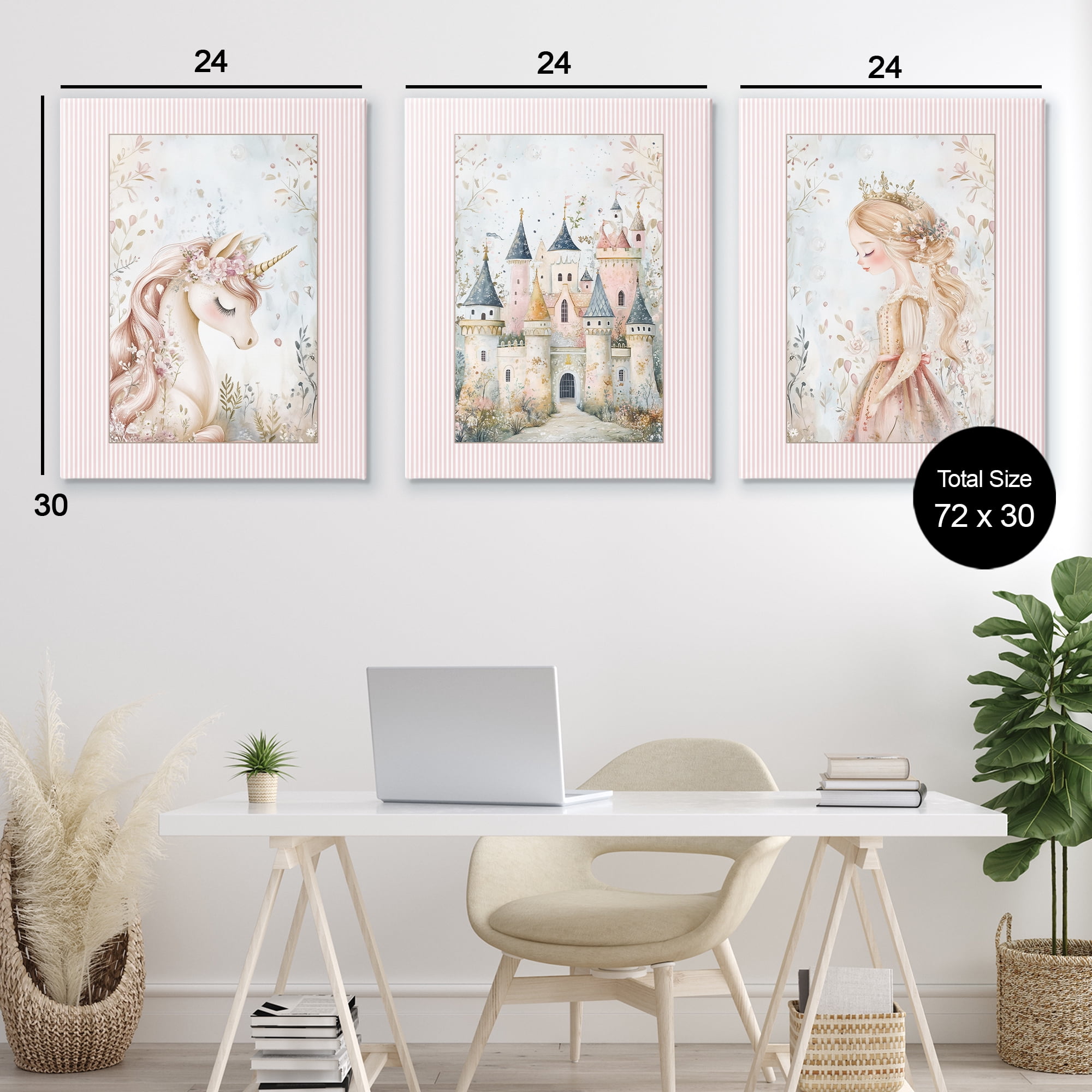 Stupell Industries Fantasy Enchanted Dreams 3 Piece Canvas Wall Art Set, design by Christine Simpson Art