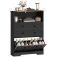 thumbnail image 1 of HOMCOM Armoire à Chaussures avec 2 Tiroirs Basculants, Armoire de Rangement pour Chaussures Étroite, Noir, 1 of 10