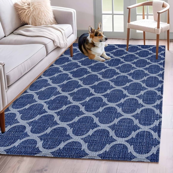Kitchen Mats for Floor 3x5 Ft, Navy Blue Non Slip Area Rugs for Kitchen Bedroom Entryway, Aesthetics Contemporary Luxury Abstract Art Washable Carpet Runner Rug Floor Mats for Bedroom Home Decor
