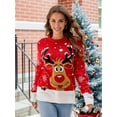 thumbnail image 3 of Women'S Christmas Sweater Fall Winter Xmas Top Long Sleeve Round Neck Knitted Sweater Chunky Casual Pullover Top Red L, 3 of 7